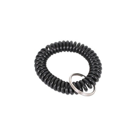 Universal Wrist Coil Plus Key Ring, Plastic, Black, 6PK UNV56050