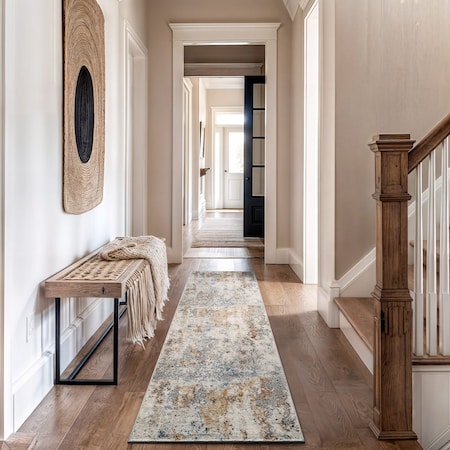 World Rug Gallery Muted Multi-Tonal Abstract Runner Rug 2 ft 3 in x 12 ft Multi WR201MULTI23X12