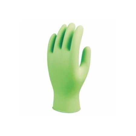 Showa 7705PFT Disposable Nitrile Gloves, Powder Free, 4 mil, Small, Fluorescent Green 845-7705PFTS