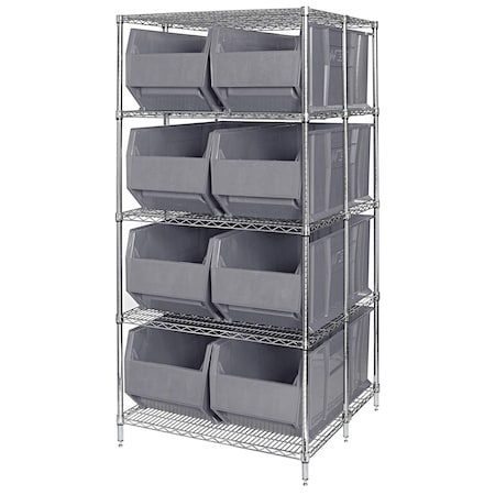 Quantum Storage Systems 21X54 STARTER / ADDON WITH BINS GRAY WRA86-2154C-166GY