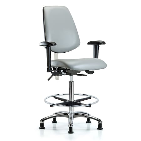 Blue Ridge Ergonomics Clean Room Chair Vin Hi Ben Chair, Med, Bk, Gld Dov, CL100, Adjustable Arms, 26" to 35-1/2" Height BR-NCR-VHBCH-MB-CR-T1-A1-CF-RG-8567