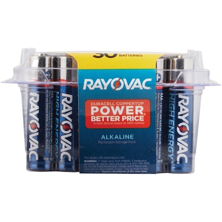 Rayovac High Energy AAA Alkaline Battery, 30PK 824-30PPTK