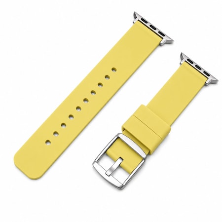 Elegani Replacement Rubber Watch Replacement Band Compatible with Apple Watch 40mm, Beige, Silver Buckle OMGSWT-BGE-40