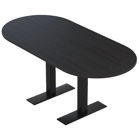 Skutchi Designs 6ft Conference Table With Power Unit | 6 Person Modular Racetrack Meeting Table | Harmony Series HAR-RAC-36X72-T.BK-U999ST19-NA