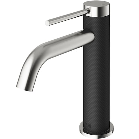 Vigo Madison Single Handle Single-Hole Bathroom Faucet in Brushed Nickel and Carbon Fiber VG01044BN