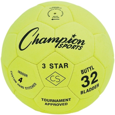 Champion Sports 3STAR4 3 Star Soccer Ball; Yellow & Black - Size 4 3STAR4