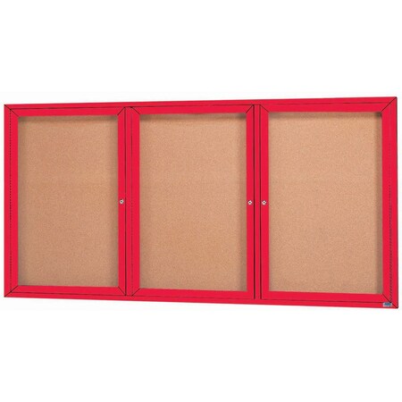 Aarco Illuminated Enclosed Bulletin Board w/ Red Powder Coated Al Frame, 36''Hx72''W DCC3672-3RIR