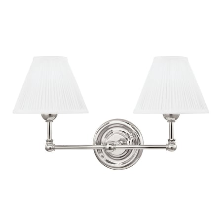 Hudson Valley Lighting Mark D. Sikes X Classic No.1 2 Light Wall Sconce 18.25 In. Polished Nickel MDS102-PN