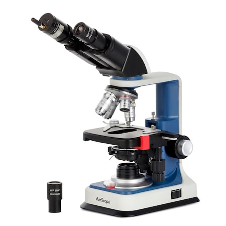 Amscope Binocular Compound Microscope 40X-2500X , Rechargeable & Portable, Student & Professional w/ LED, 3D S B120C-R-WF