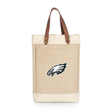 Picnic Time Family Of Brands NFL Philadelphia Eagles - Pinot Jute 2 Bottle Insulated Wine Bag 539-02-187-244-2