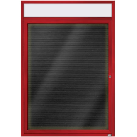 Aarco Illuminated Enclosed Letter Board Directory w/ Powder Coated Red Al Frame and Header, 48''Hx36''W ADC4836HIR