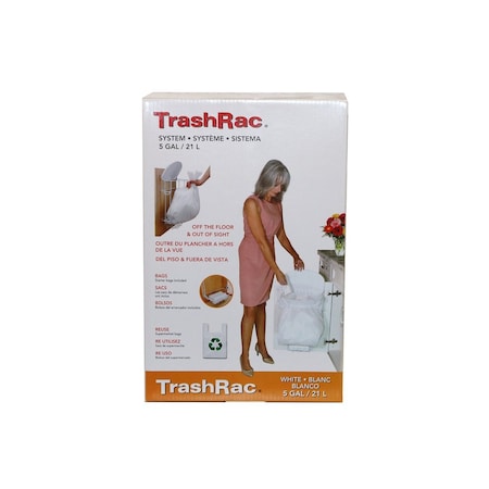 Sunbeam Wastebasket TrashRac 5 gal White Plastic White 82215