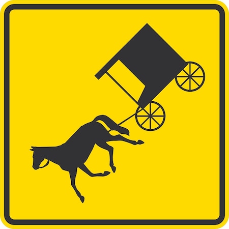 Lyle W11-14, Horse & Buggy Traffic Symbol, 36x36, Engineer Grade, Yellow G-16124-EG_36x36