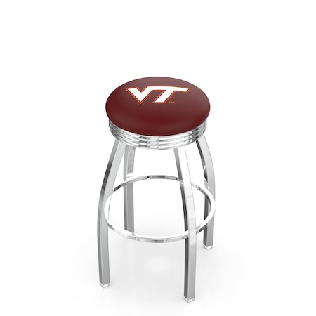 Holland Bar Stool Co 30" Chrome Virginia Tech Swivel Bar Stool, Accent Ring L8C3C30VATech