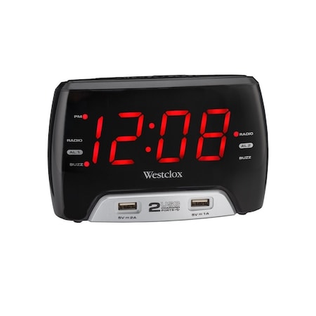 Westclox Clock Radio, LED Display, Snooze, 20 -Station Black 80227WM