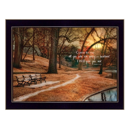 Homeroots I Will Give You Rest 2 Black Framed Print Wall Art 415674