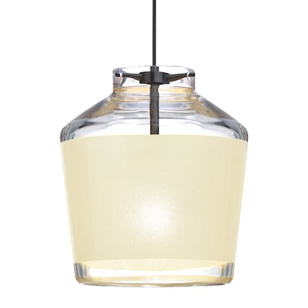 Besa Lighting Besa Pica 6 Pendant, Creme Sand, Black Finish, 1x 5W LED 1XT-PIC6CR-LED-BK