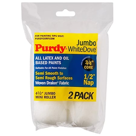 Purdy 140624013 4.5 x 0.5 in. White Dove Jumbo Mini Roller Cover, 2PK 716341402600