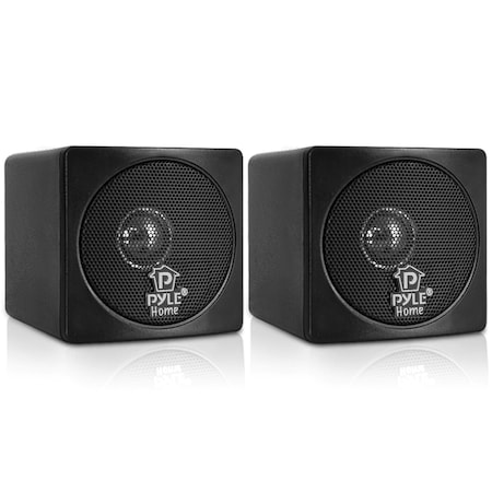 Pyle PyleHome 3" Mini Cube Bookshelf Speakers - 100W, Paper Cone Driver, 8 Ohm, Passive Audio Pair PCB3BK