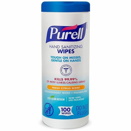Purell Hand Sanitizer Wipes, Canister, 100 Wipes per Container, Citrus, 12 PK 9111-12