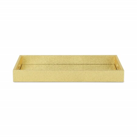 Homeroots 16in Gold Rectangular Wood Handmade Tray With Handles 483290