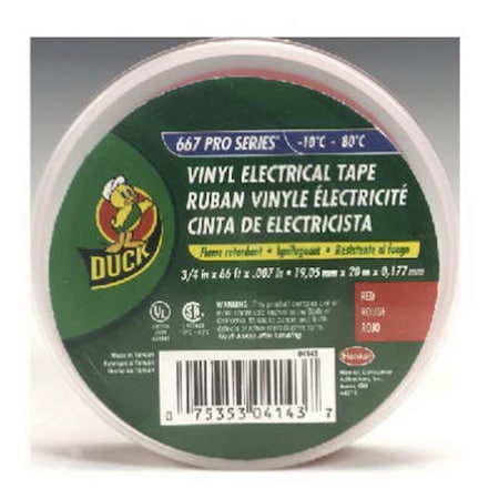 Duck Brand 04143 0.75 in. x 66 ft. Red Vinyl Electrical Tape 606704