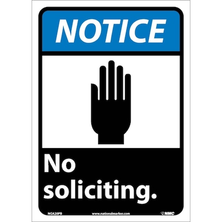 Nmc Notice No Soliciting Sign, NGA20PB NGA20PB