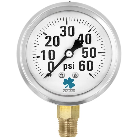 Zenport Glycerin Liquid Filled Pressure Gauge, 60 PSI LPG60