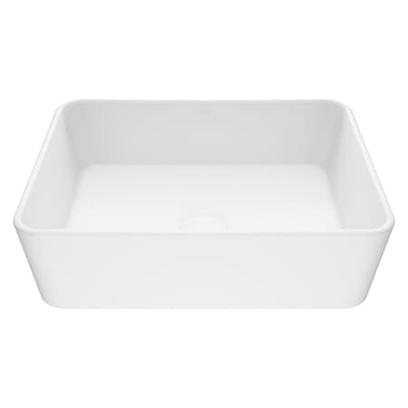 Vigo Marigold Modern White Matte Stone 18 in. L x 14 in. W x 5 in. H Rectangular Vessel Bathroom Sink VG04003