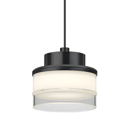 Besa Lighting Besa Pivot Pendant, Opal Glossy/Clear, Black Finish, 1x 3W LED 1XT-PIVOTCL-LED-BK