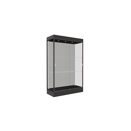 Ghent Lighted Floor Display Case 48x76x20, 6" Base, Bronze 92LFHB-BZ-BLK