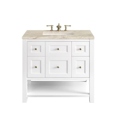 James Martin Vanities Breckenridge 36" Single Vanity, Bright White, w/ 3 CM Tajnar Eclos Top 330-V36-BW-3TJR