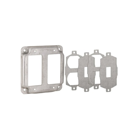 Raco Universal Exposed Work Cover, 0.563 in L, 4-1/8 in W, Square, 2 -Gang, Steel, Gray 809U