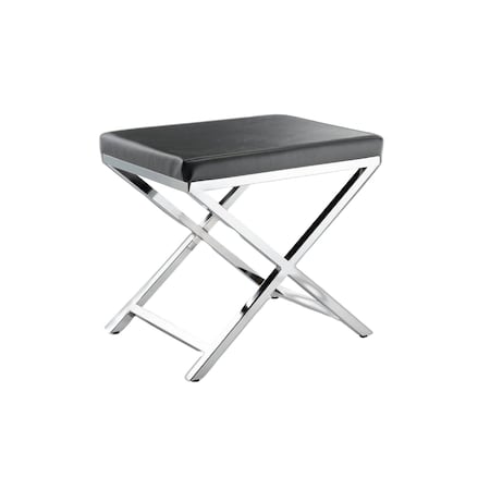 Homeroots 21" Charcoal and Silver Faux Leather Vanity Chair 554175