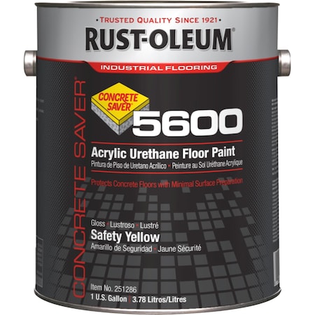 Rust-Oleum 1 gal Floor Paint, Gloss Finish, Safety Yellow, Acrylic Base 251286