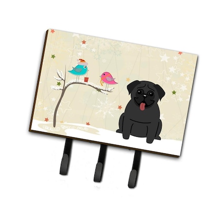 Carolines Treasures Christmas Presents Between Friends Pug Black Leash or Key Holder BB2478TH68