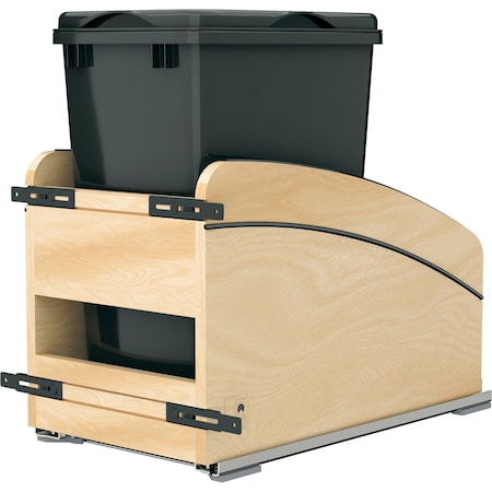 Revashelf Waste Pullout 35QT Single 12in W Soft-close Wood/Black Craftsman 4WCCC-1535DM-118MB