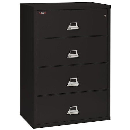 Fireking 31-15/16" W 4 Drawer Fire-Resistant Lateral File Cabinet, Black, Letter/Legal 4-3822-CBL