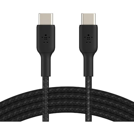 Belkin 60W USB-C to USB-C Cable - 480 Mbps - Nylon, Braided - M/M - 2m/6.6ft - Black CAB004BT2MBK