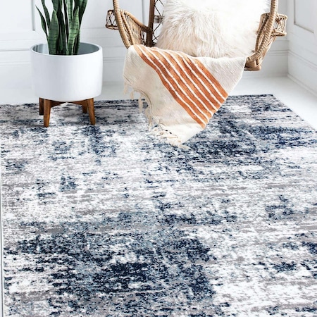 World Rug Gallery Distressed Abstract Area Rug 12 ft x 15 ft Blue 910BLUE12X15