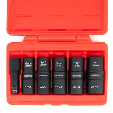 Neiko 0.5 in Dr. Impact Flip Socket Set, Deep, SAE & Metric Sizes 02287B