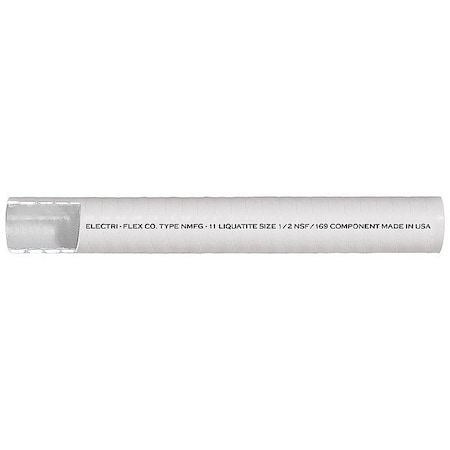 Liquatite Liquid-Tight Flex Plastic Conduit, 1-1/4 in Trade Size, 100 ft, 8 in Bend, PVC, White NMFG-14