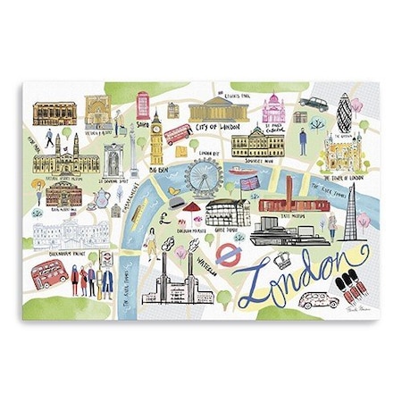 Homeroots Fun Illustrated London Map Unframed Print Wall Art 399099