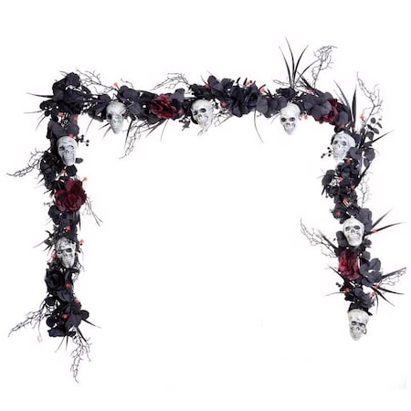 Celebrations Red 50 ct 9 ft. LED Skull Garland Halloween Decor 09-03017A