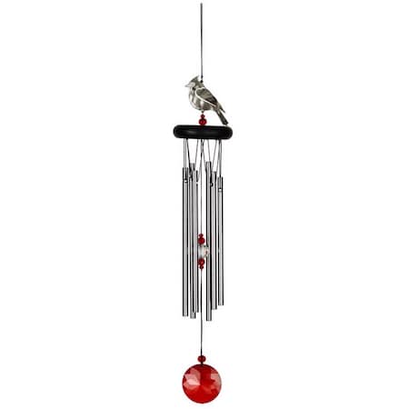 Woodstock Chimes Signature Collection Silver Aluminum/Wood 18 in. Crystal Cardinal Wind Chime WFCRD