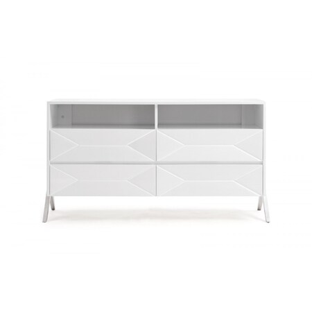 Homeroots 61" White Manufactured Wood Four Drawer Double Dresser 473091