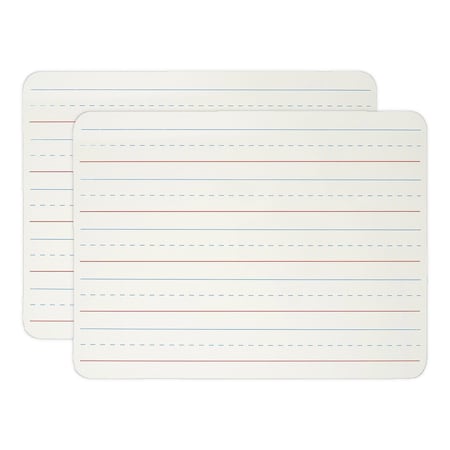 Charles Leonard Dry Erase Board, Two-Sided Lined/Plain, 9" x 12", 2PK 35120