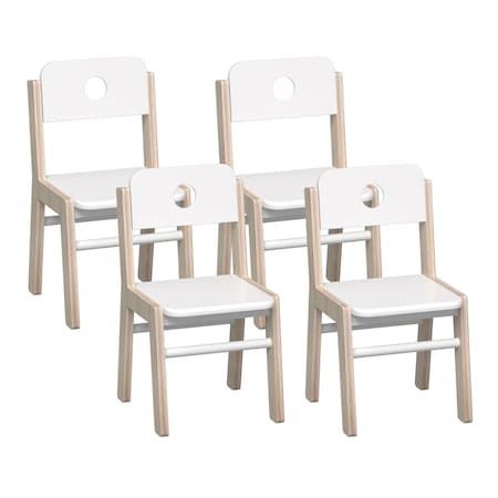 Beleduc By Playwell Round Table 36in White Top, Oak Legs 20.5inH + 4 Large Illiana Chairs 13.4in Seat 846098162