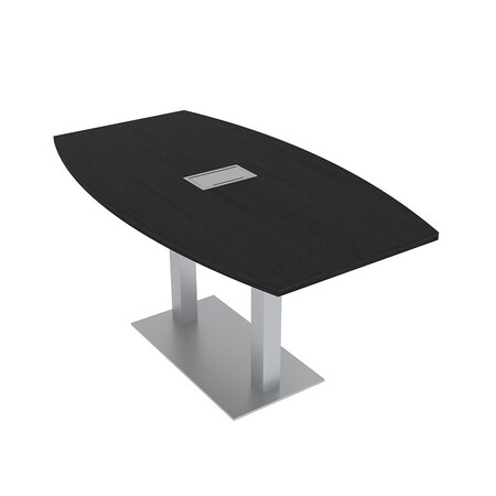 Skutchi Designs Boat Conference Table With Power Unit, 36 in W, 60 in L, Black HAR-BOT-36x60-DOU-U999ST19-ESIL