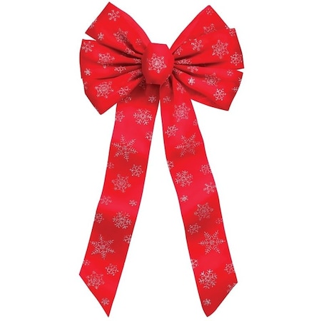 Holiday Trims Christmas Specialty Decoration, 1 in H, Snowflake Glitter Bow, Velvet, RedSilver 6066